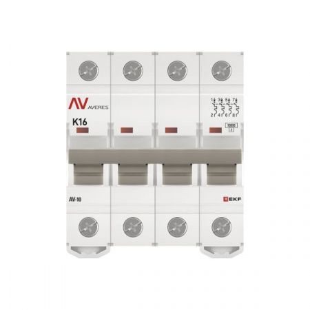 Выключатель автоматический AV-10 4P 16A (K) 10kA EKF AVERES