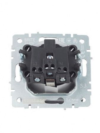 BRITE Розетка 1-местная с заземлением с защитными шторками и крышкой 16А IP44 РСбш10-3-44-БрГ графит IEK