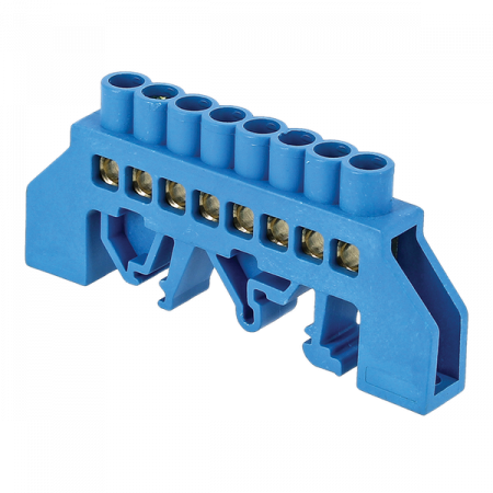 Шина "0" N (8x12мм) 10 отверстий латунь синий нейлоновый корпус комбинированный EKF PROxima