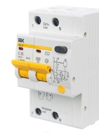 KARAT Дифференциальный автомат АД12 2P 25А 30мА тип AC IEK