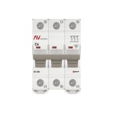 Выключатель автоматический AV-6 DC 3P 4A (C) 6kA EKF AVERES