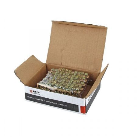 Шина "0" N (6x9мм) 8 отверстий латунь синий угловой изолятор EKF PROxima